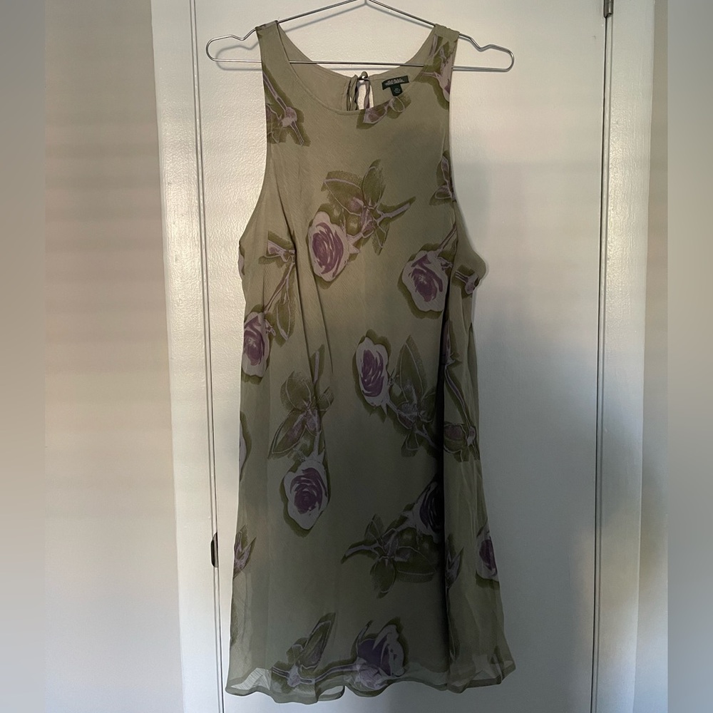 Floral Sleeveless Dress - Green and Purple